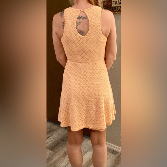 Maurices Peach Sleeveless Skater A-Line Dress Lace Overlay - Picture 9 of 10